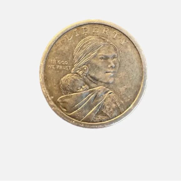 Sacagawea USA Dollar Coin Gold Color RARE No Date Wampanoag Treaty 1621 - Picture 1 of 6